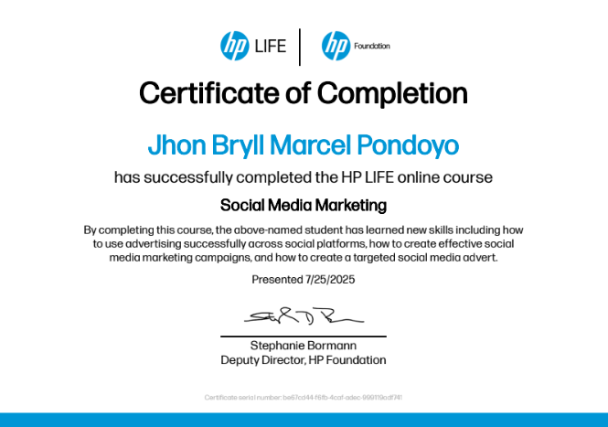 HP Life Social Media Management Certification